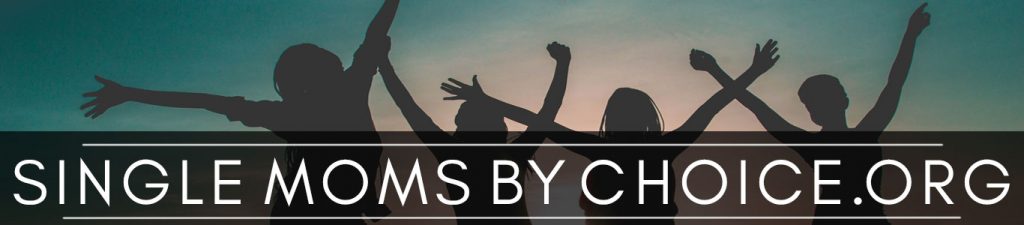 SingleMomsByChoice.org banner showing silhouettes of empowered women celebrating.
